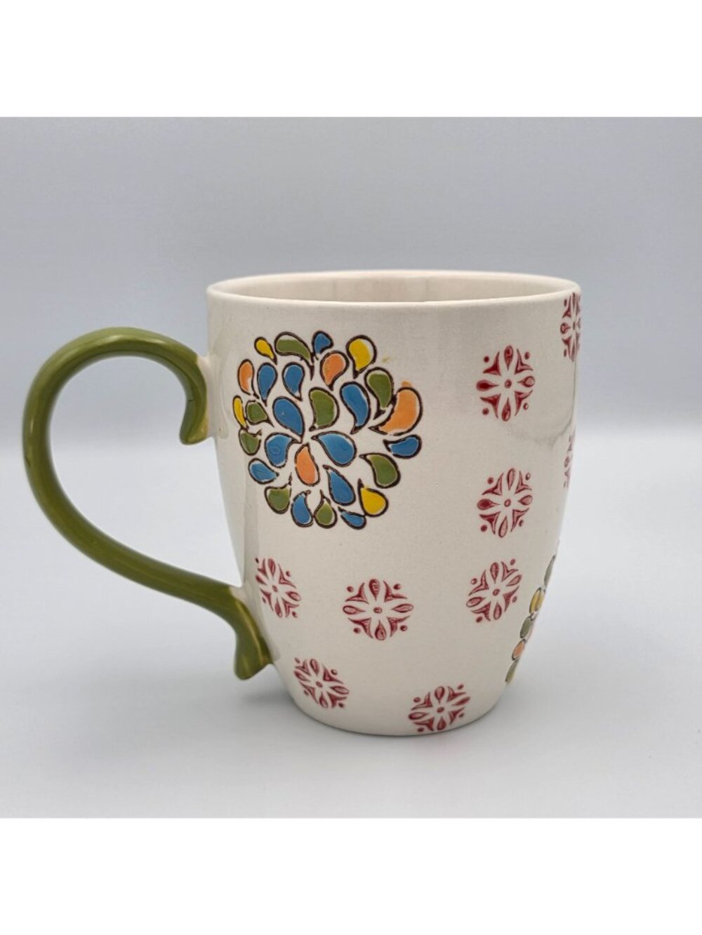 Fox-Themed Ceramic Mug Green Handle Colorful Designs 16oz - Picture 5 of 7